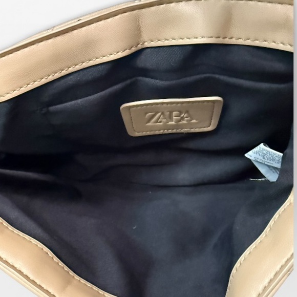 Zara Beige Quilted Chain Strap Shoulder Bag | Neutral Everyday Classic - Picture 8 of 9